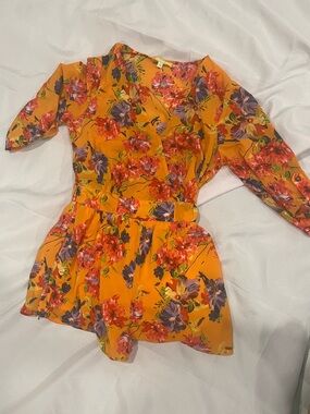 Gianni Bini Vibrant Orange Floral short one piece size xs